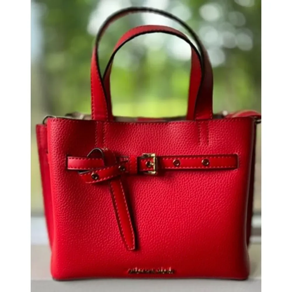 Michael Kors Emilia Small Pebbled Leather Satchel in bright red
